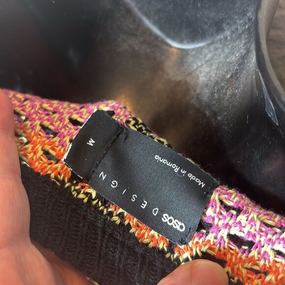 ASOS women’s medium open knit floral sweater colorful dopamine maximalist - Picture 4 of 5